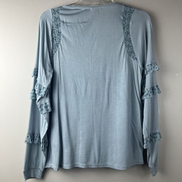 Anthropologie Tiny Frances Long Sleeve Ruffle Top Embroidered Size Small - Picture 9 of 9